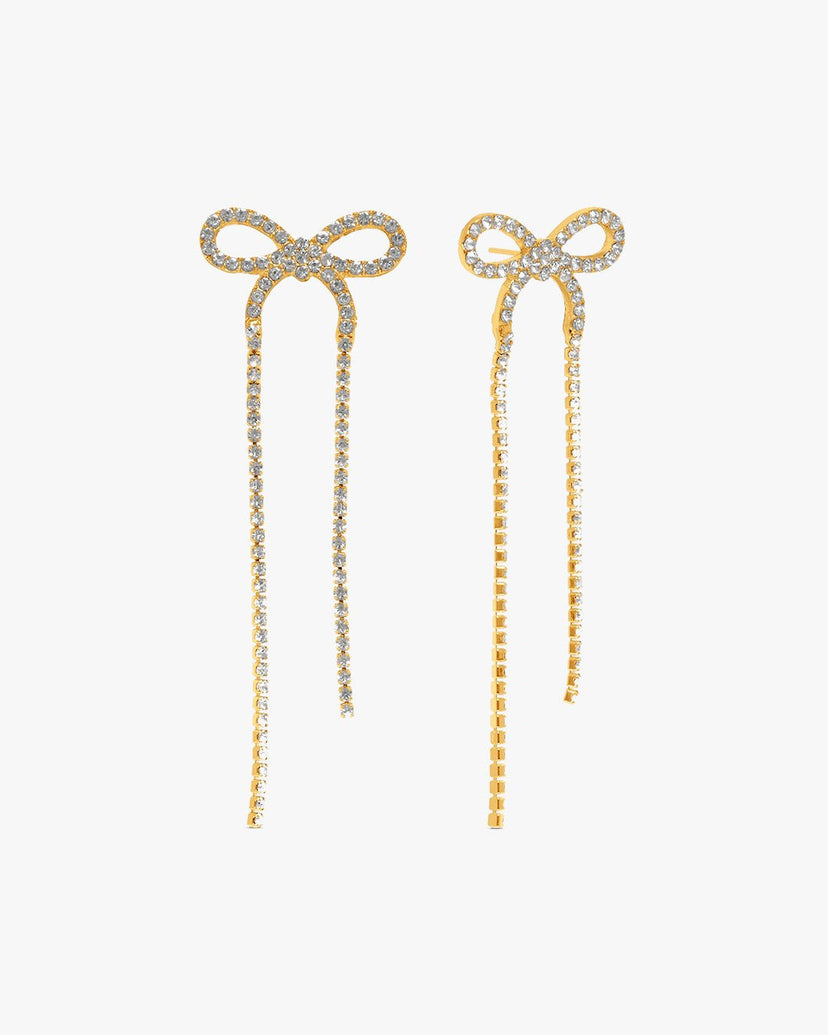 Daisy Bow Glitter Earrings - Gold Plated