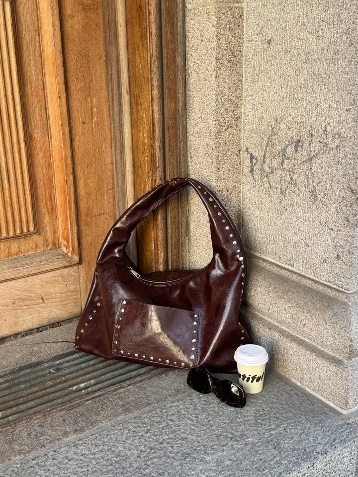 Ella Stud Bag - Dark Brown