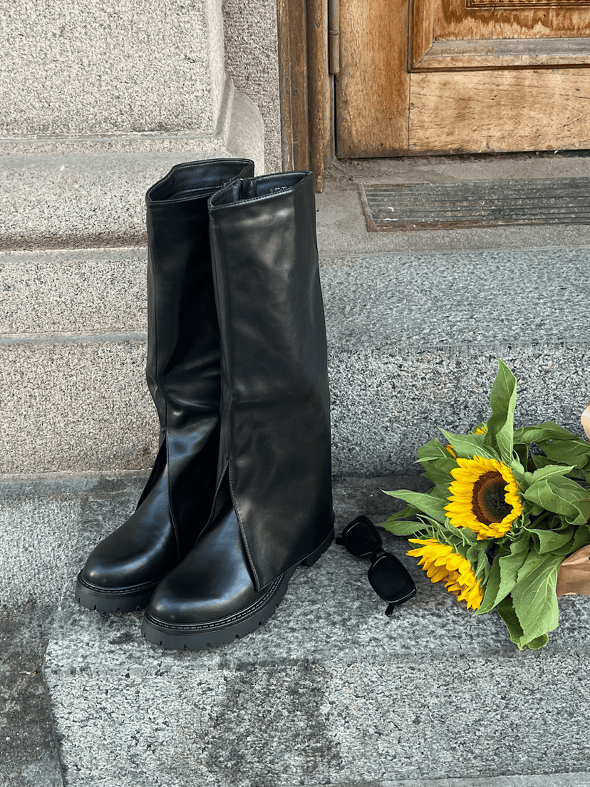 Kaja Faux Leather Boot - Black