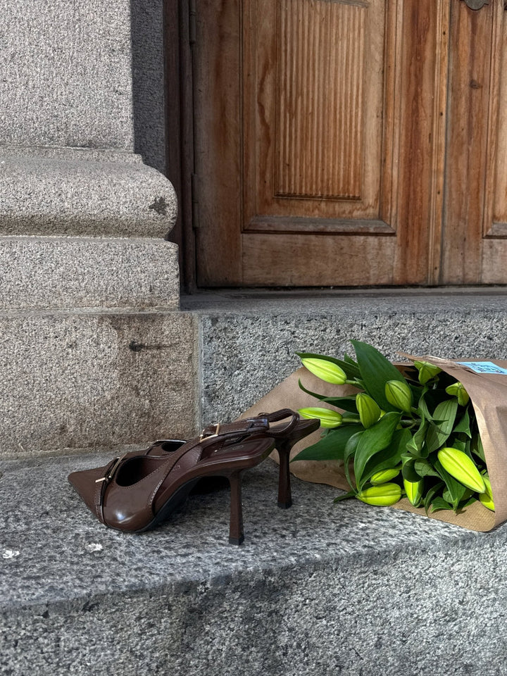 Kamille Buckle Slingback - Dark Brown