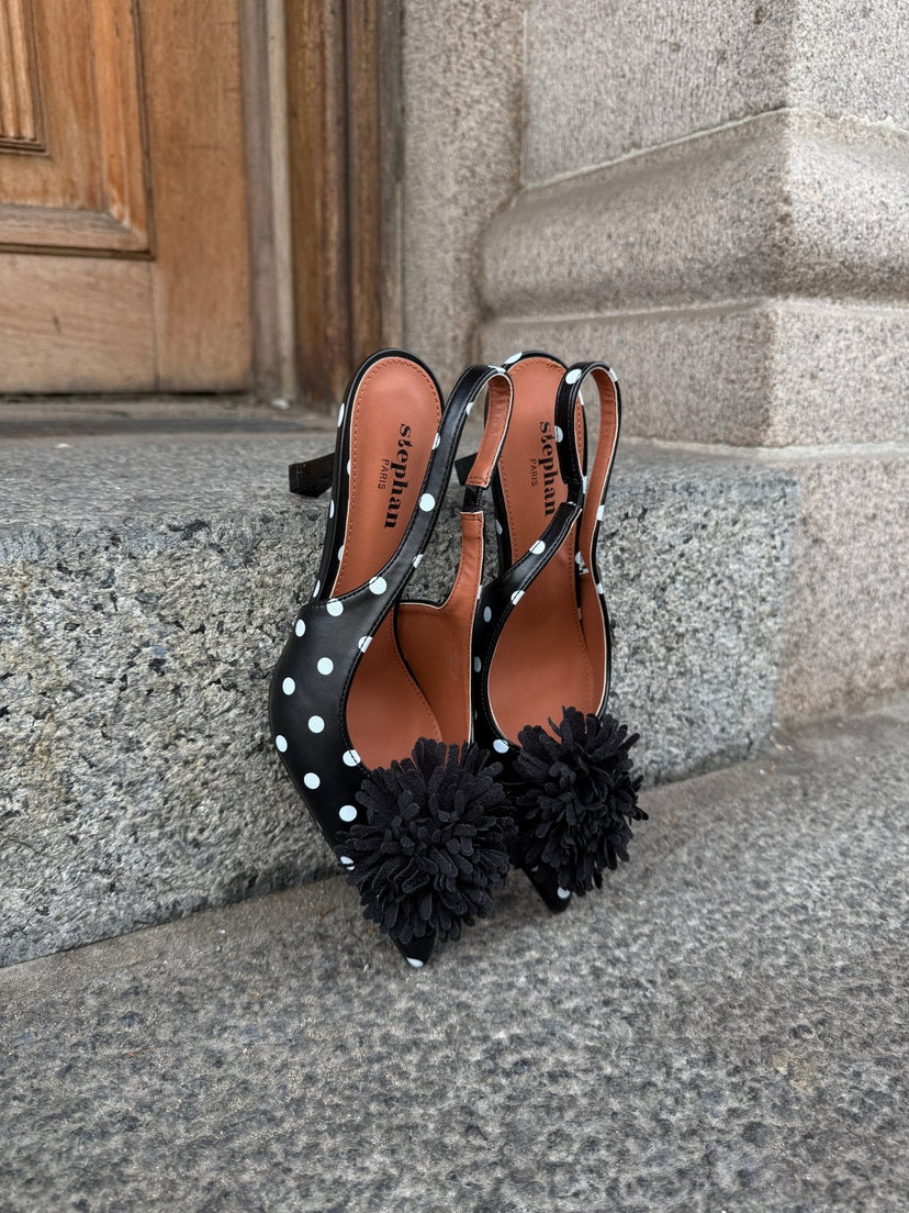 Laila Slingback - Black/White Dots