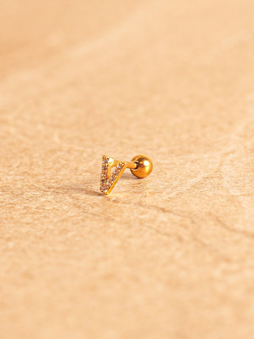Letter Mini Earrings - Gold Plated