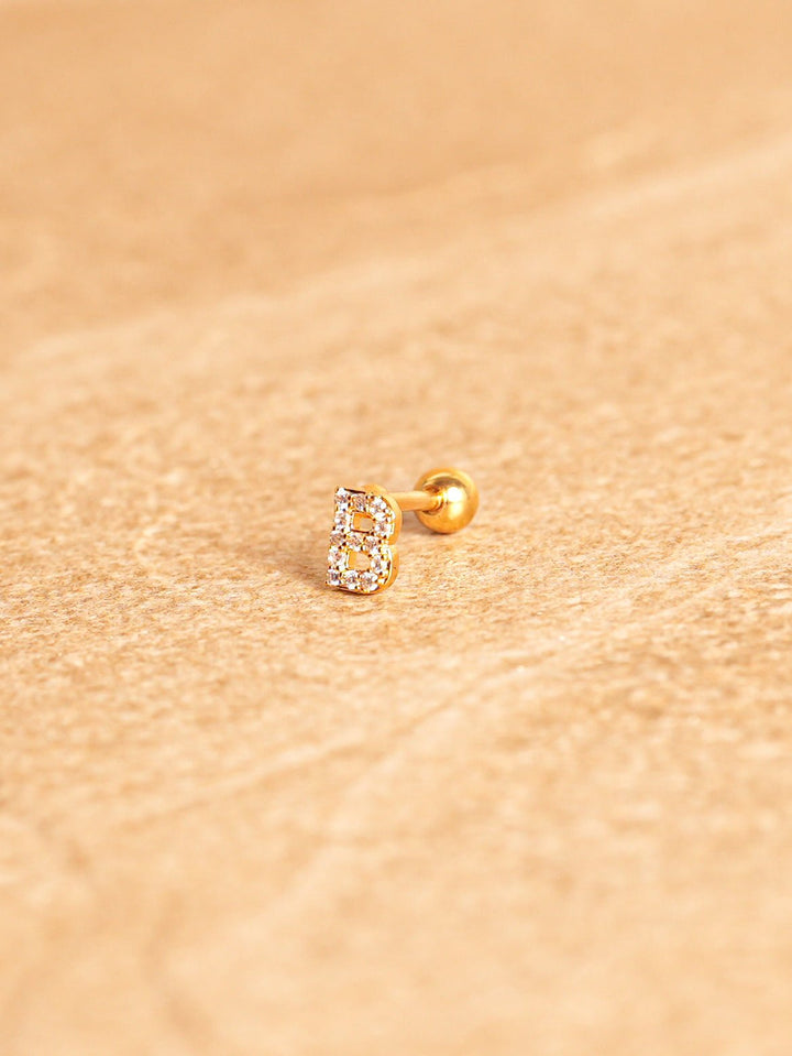 Letter Mini Earrings - Gold Plated
