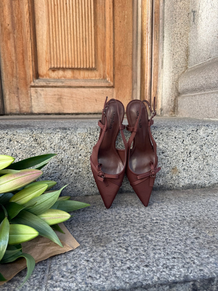 Lucia Bow Slingback - Dark Brown