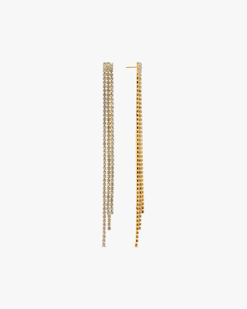 Matilde Long Glitter Earrings - Gold Plated
