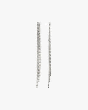 Matilde Long Glitter Earrings - Silver Plated