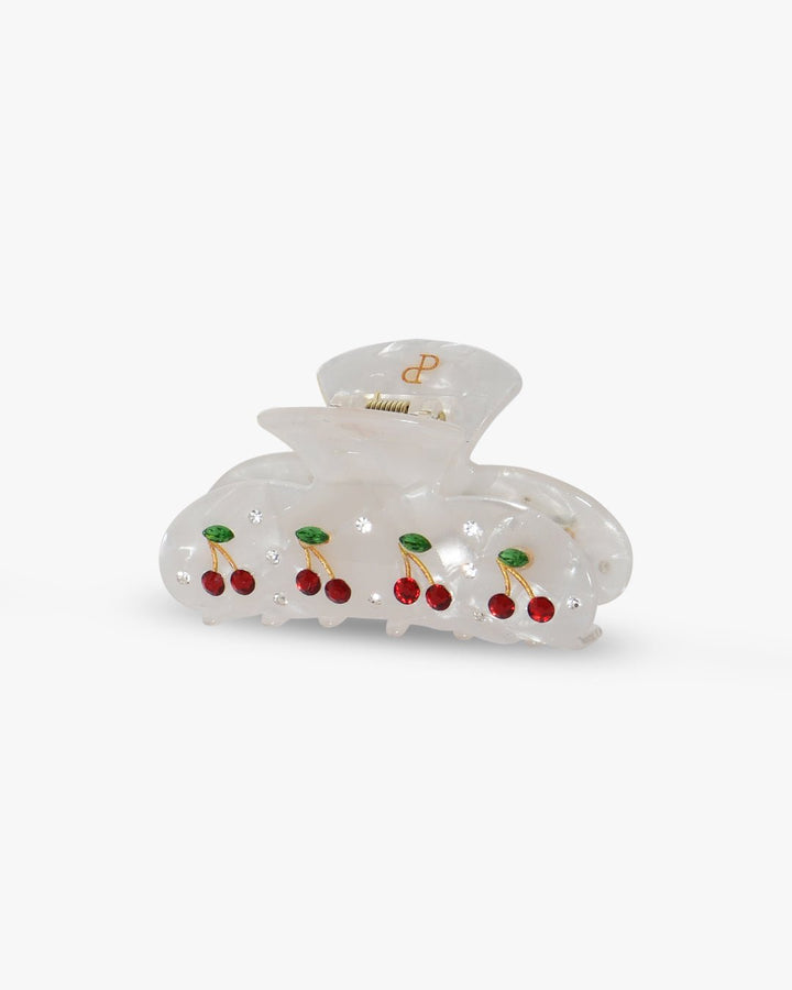 Victoria Cherry Hairclip - White