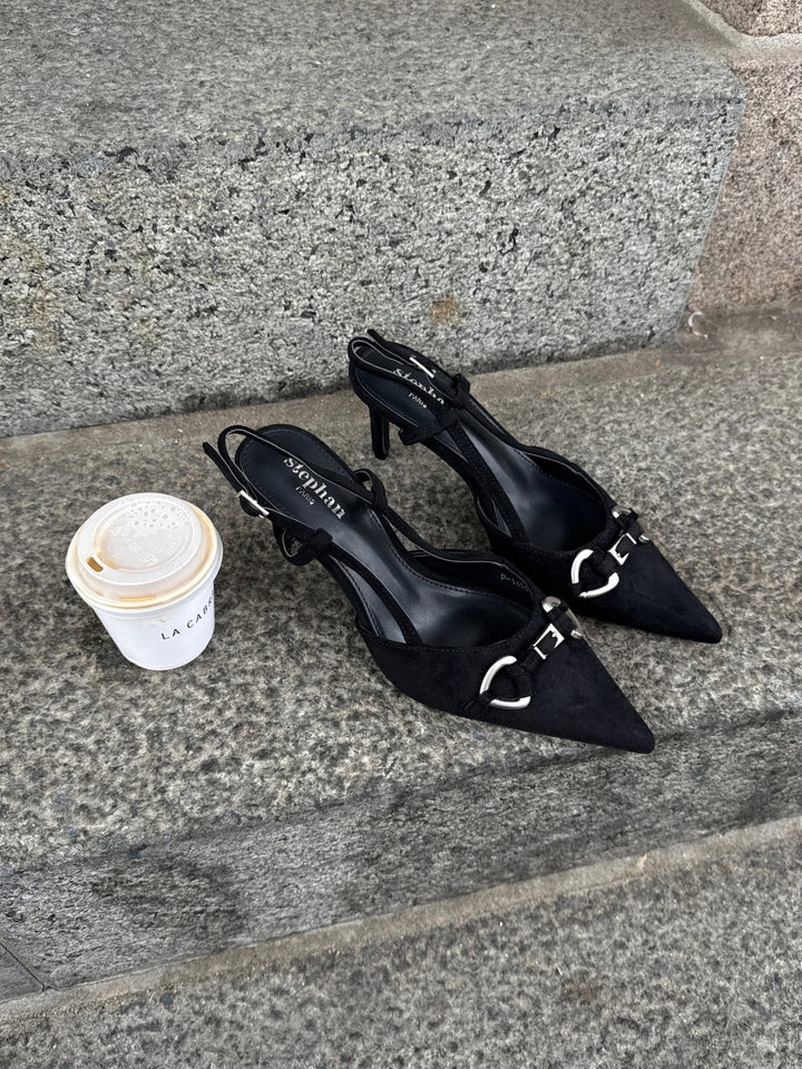 Vilda Faux Suede Slingback - Black