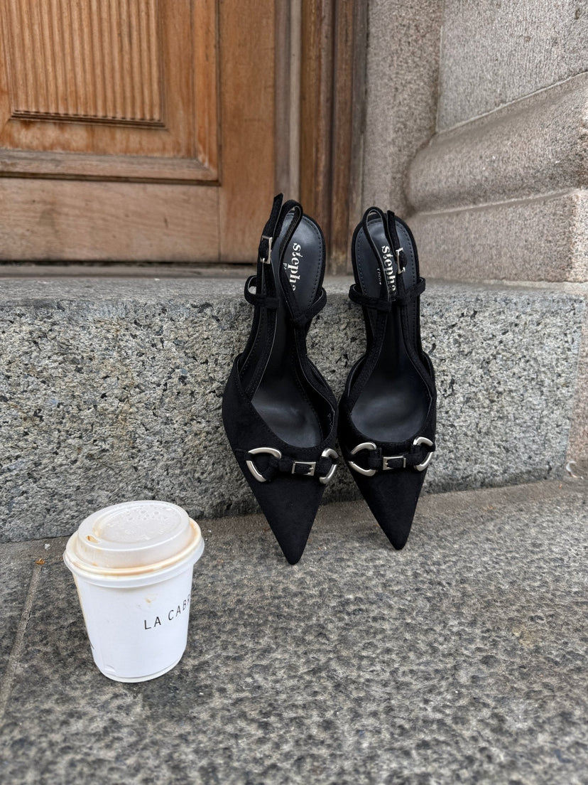 Vilda Faux Suede Slingback - Black